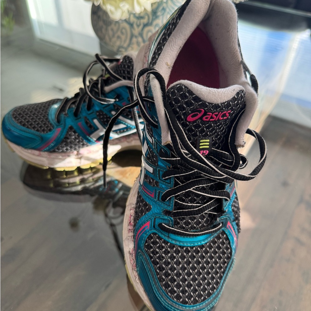 ASICS Women's Black and Blue Athletic Shoes